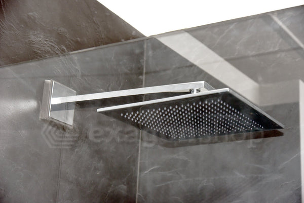 Porcelanosa neptune soffione 30x30 square con braccio 40 cm cromo