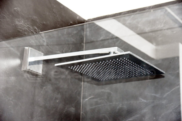 Porcelanosa neptune soffione 30x30 square con braccio 40 cm cromo