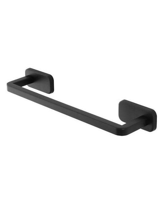 Porta asciugamani 35 cm acciaio inox nero cubik, dettaglio ravvicinato del materiale e dell'aggancio - Exagonshop