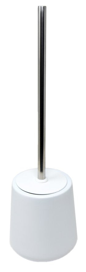 Porta scopino wc da pavimento in ceramica bianco Sidney, retro con sistema di fissaggio a parete - Exagonshop