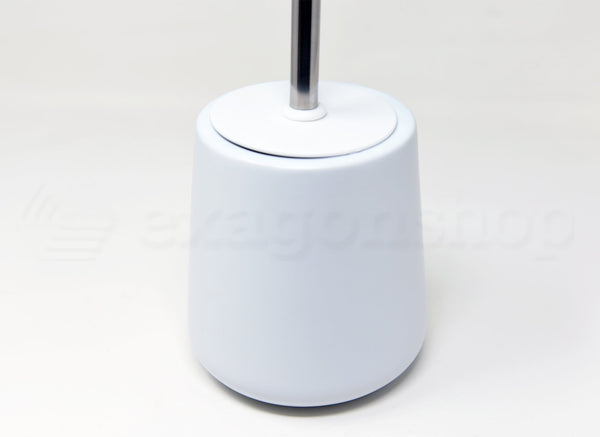 Porta scopino wc da pavimento in ceramica bianco Sidney, dettaglio ravvicinato del materiale e dell'aggancio - Exagonshop