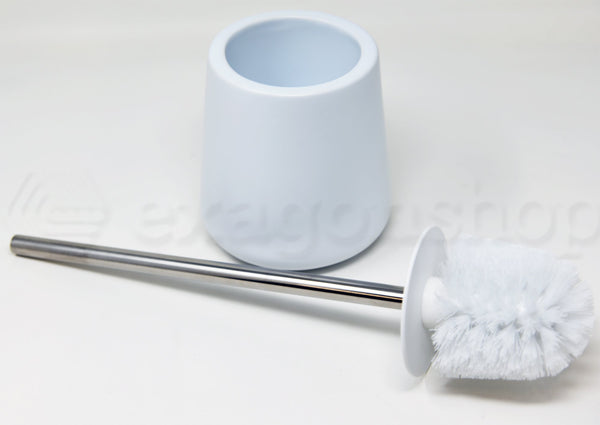 Porta scopino wc da pavimento in ceramica bianco Sidney, vista laterale del profilo a muro - Exagonshop