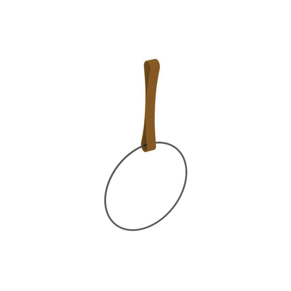 Colavene portasciugamani ad anello 30 cm a muro tondo in metallo con sostegno in cuoio finitura naturale