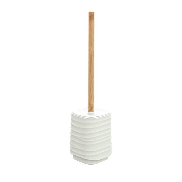 Portascopino in plastica ABS e bamboo bianco Alabama