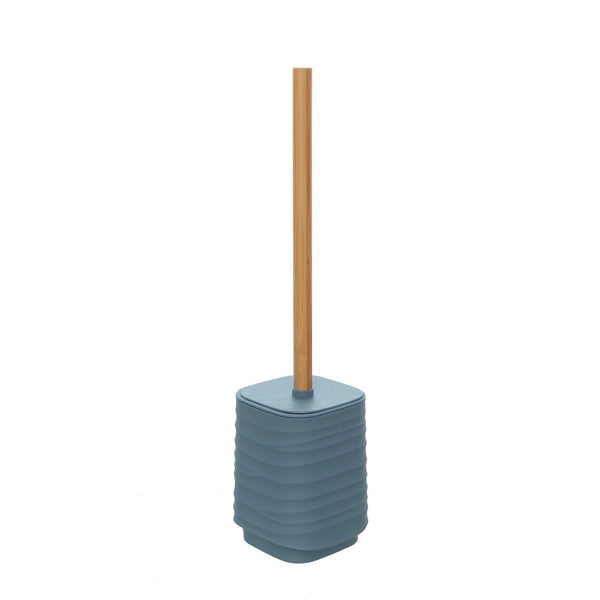 Portascopino in plastica ABS e bamboo blu pastello Alabama