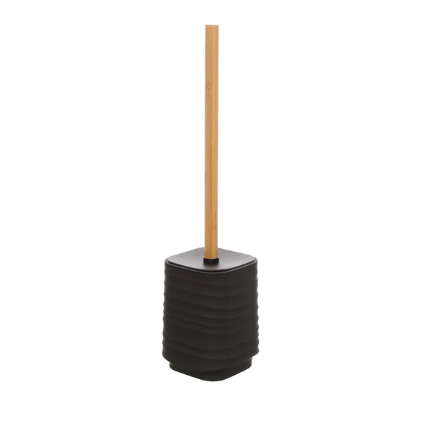 Portascopino in plastica ABS e bamboo nero Alabama