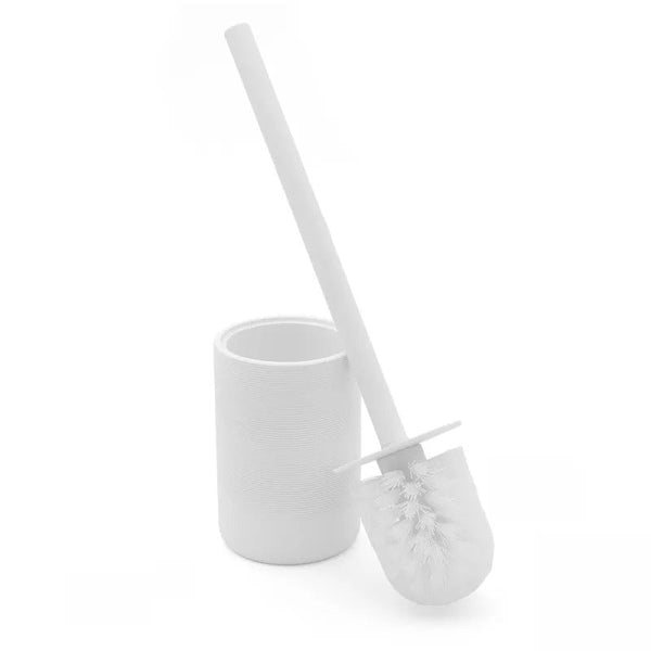 Portascopino in poliresina bianco Marika, dettaglio ravvicinato del materiale e dell'aggancio - Exagonshop