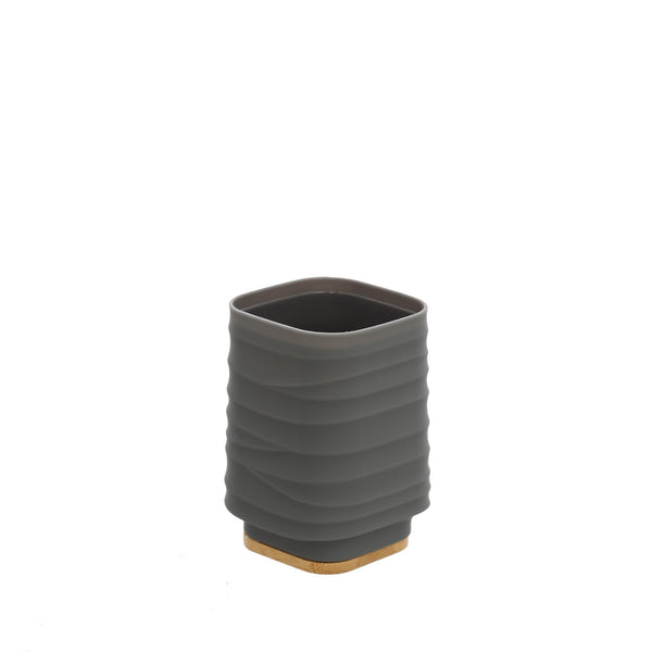 Portaspazzolino in plastica ABS e bamboo grigio Alabama