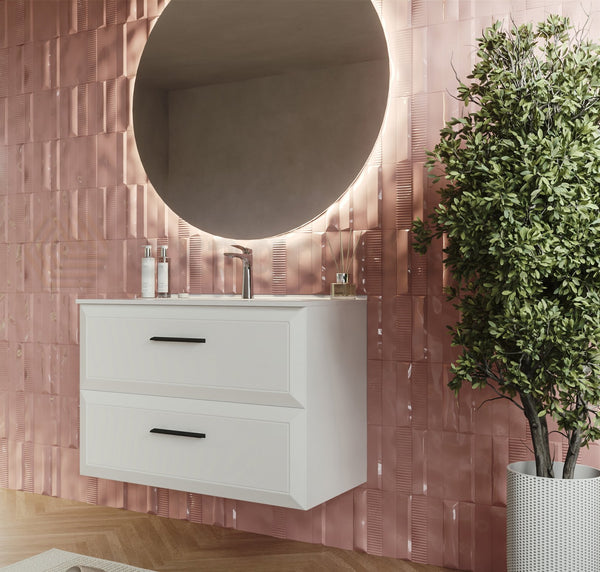 Mobile bagno bianco opaco 100x45 Praga lavabo in ceramica lucido