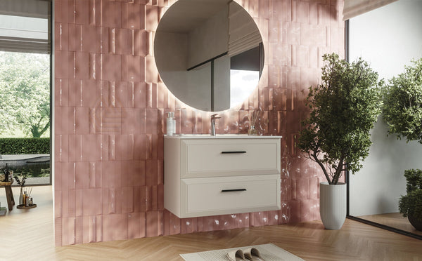 Mobile bagno canapa 100x45 Praga due cassetti soft close con lavabo in ceramica