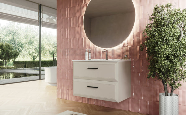Mobile bagno canapa 100x45 Praga due cassetti soft close con lavabo in ceramica
