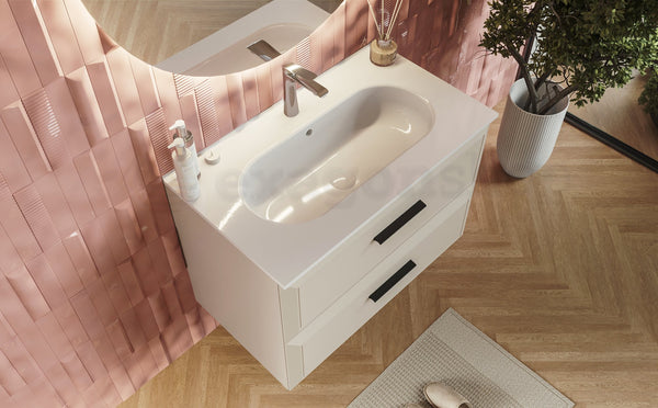 Mobile bagno canapa 100x45 Praga due cassetti soft close con lavabo in ceramica