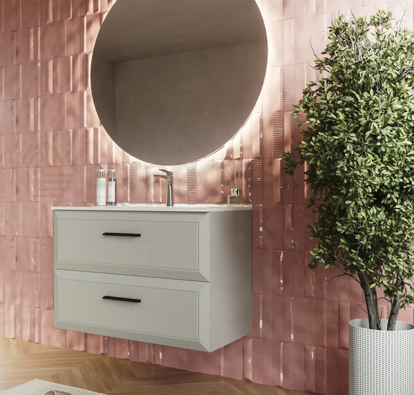 Mobile bagno grigio chiaro 80x45 Praga lavabo in ceramica lucido