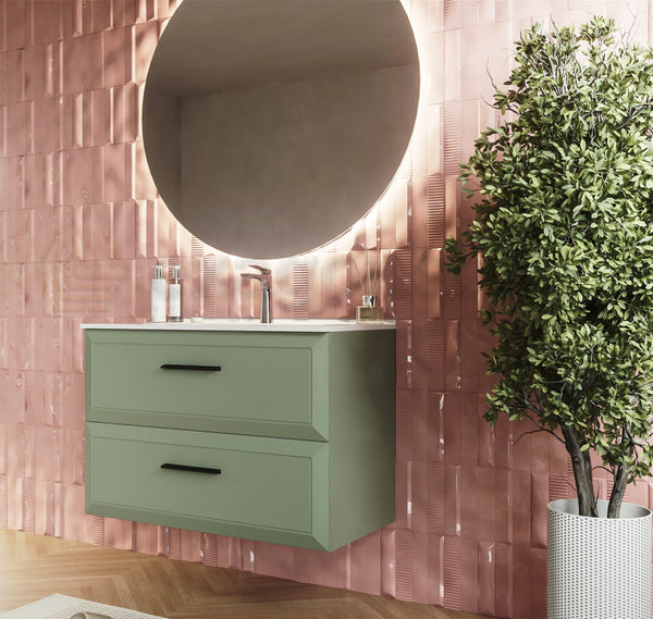 Mobile bagno muschio 80x45 Praga lavabo in ceramica lucido