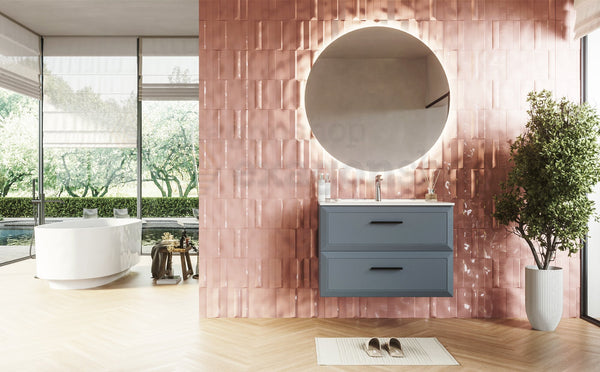 Mobile bagno sky blue 80x45 Praga due cassetti soft close con lavabo in ceramica