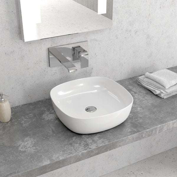 Lavabo 37x37 Da Appoggio In Porcellana Bianco New Line Quadro