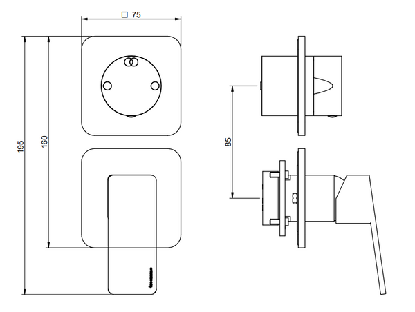 Treemme Pa36 RWIT8BC2CC01 miscelatore doccia monocomando con deviatore 2 uscite senza parte incasso cromo