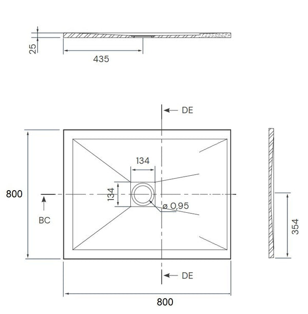 Desio Piatto Doccia 80x80 effetto pietra antibatterico in Solidstone Bianco