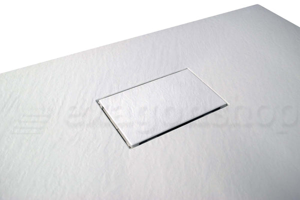 Quarzo piatto doccia 80x80 in smc effetto pietra ardesia bianco