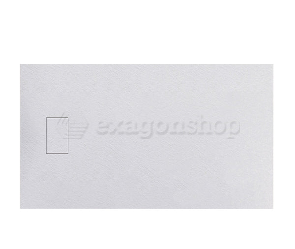 Quarzo piatto doccia 80x140 effetto pietra ardesia bianco in smc con piletta e copripiletta
