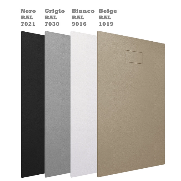 Quarzo piatto doccia 140x80 in smc effetto pietra ardesia grigio