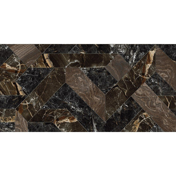 Rivestimento 60x120 decoro effetto marmo rettificato 7 mm in gres fine porcellanato outline dark levigato Rhapsody 0118714 Naxos