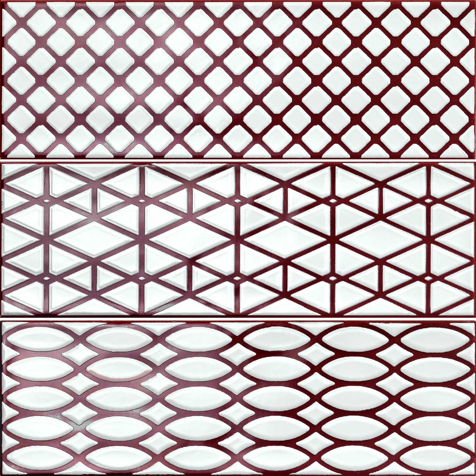 Rivestimento decoro 10x30 in pasta bianca 7,5mm purple glossy Ragno Brick