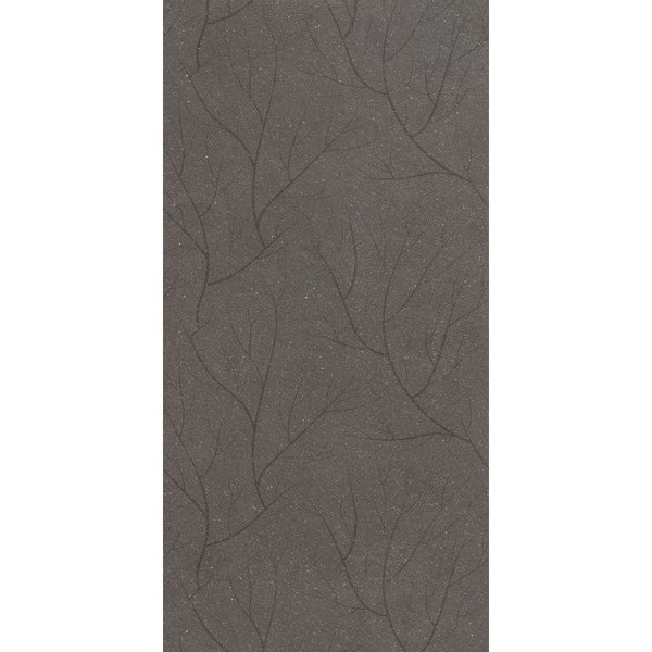 Rivestimento decoro 60x120 in gres porcellanato 6 mm fronds a carbon ground 2 comfort Earthtech 772738 Florim