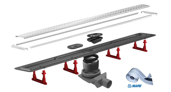 Compact Net Line Canalina doccia a pavimento 75 cm con griglia e scarico Uscita dn 50