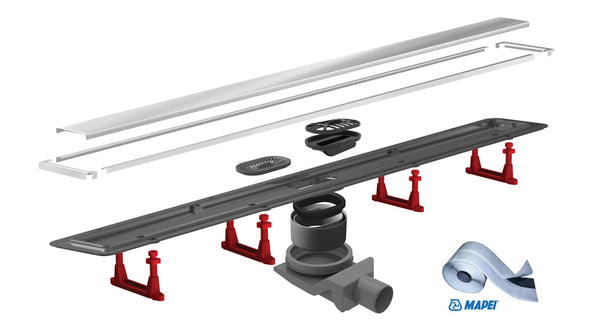 Compact Net Line Canalina doccia a pavimento 55 cm con griglia e scarico Uscita dn 50