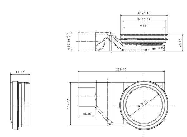 Compact Net Line Canalina doccia a pavimento 55 cm con griglia e scarico Uscita dn 50
