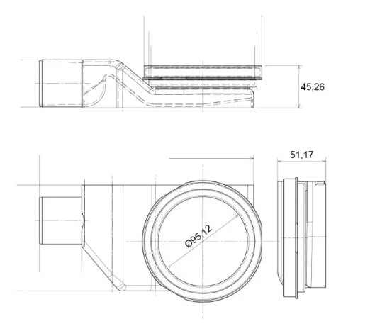 Compact Net Line Canalina doccia a pavimento 75 cm con griglia fermacapelli estraibile e scarico Uscita dn 50