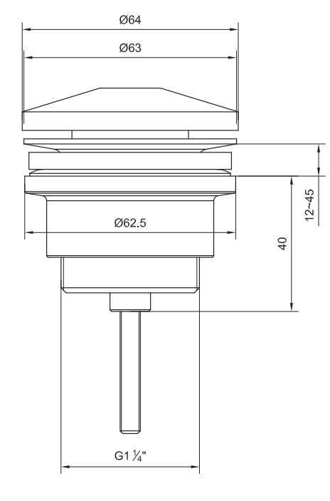 Piletta click clack scarico universale chiusura a scatto in ottone cromo