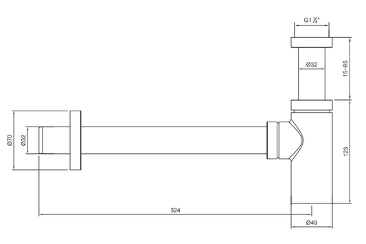 Sifone lavabo telescopico tondo Cromato Cromo, componenti inclusi smontati: corpo incasso, placca e rosone - Exagonshop
