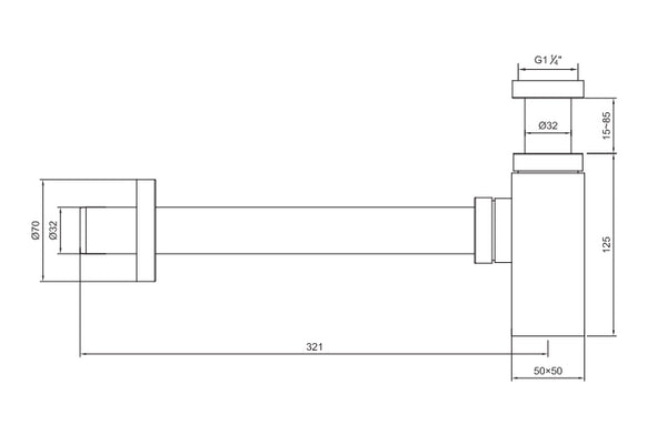 Sifone lavabo telescopico quadro ECO 1/4 Cromo