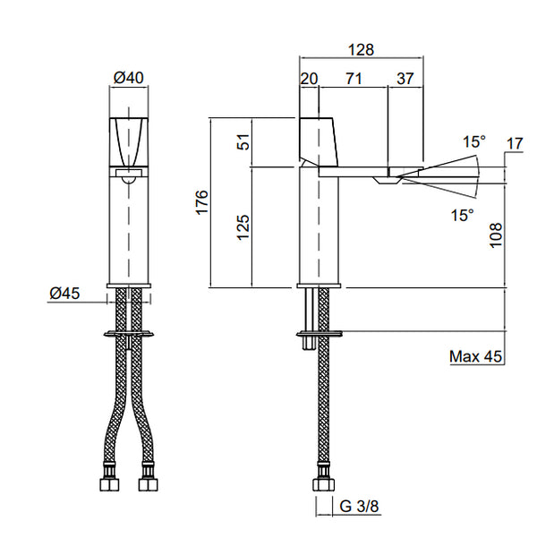 Antonio Lupi Indigo miscelatore Bidet canna piatta Cromo lucido ND400LU