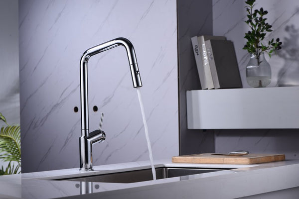 Rubinetto cucina con bocca estraibile monocomando in ottone cromato Monza