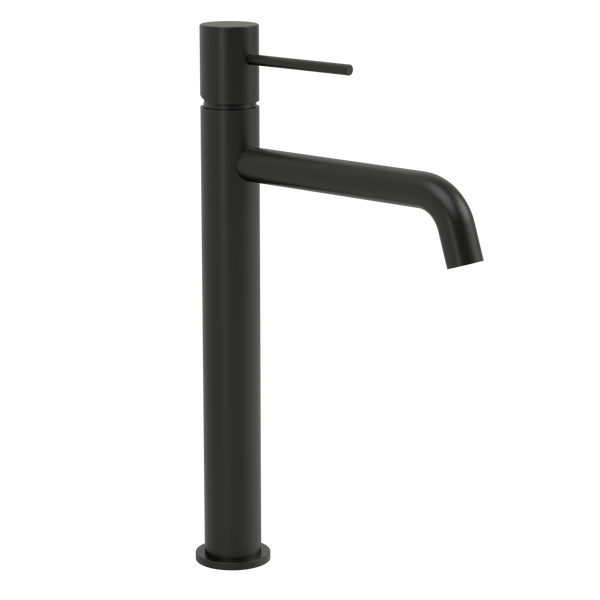 Rubinetto lavabo alto monocomando in ottone nero opaco Hidden