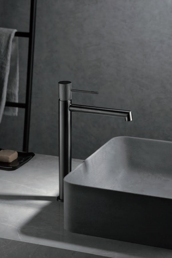 Coppia rubinetti lavabo alto e bidet senza scarico ottone nero canna di fucile Melin