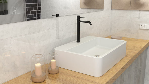 Coppia rubinetti lavabo alto e bidet senza scarico ottone nero opaco Memo