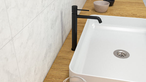 Coppia rubinetti lavabo alto e bidet senza scarico ottone nero opaco Memo