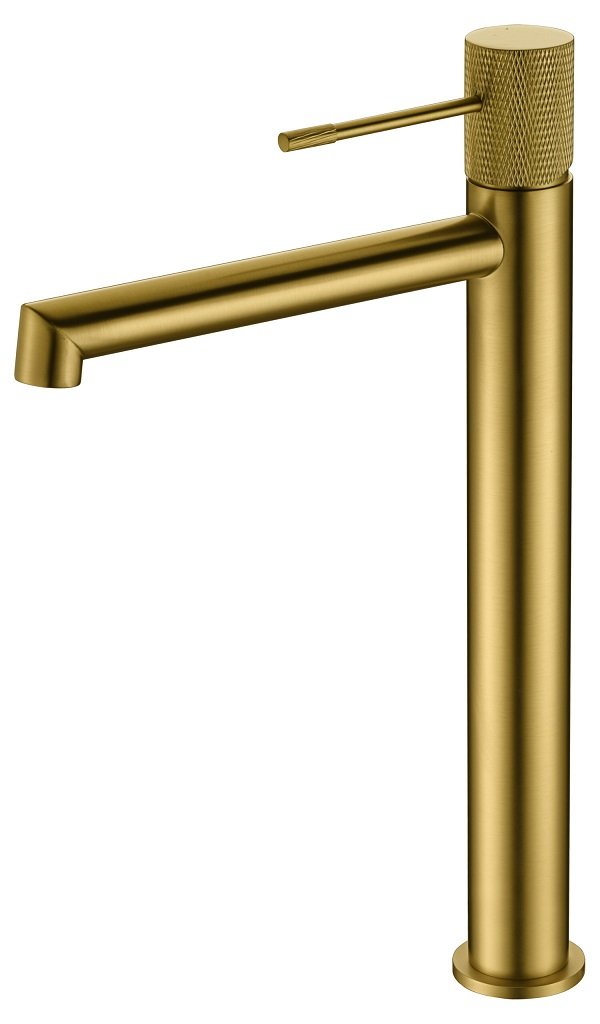 Coppia rubinetti lavabo alto e bidet senza scarico oro spazzolato Melin