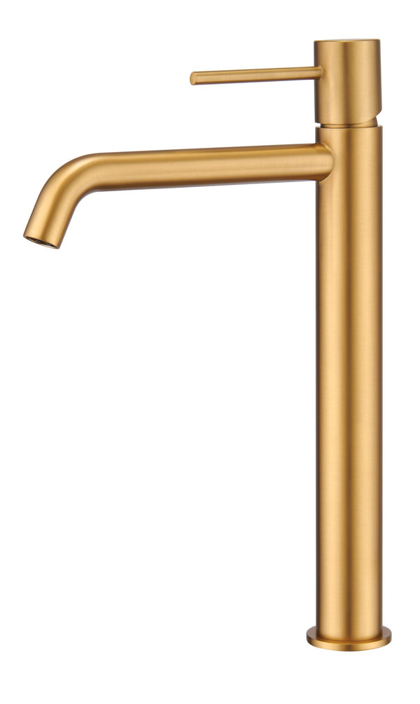 Coppia rubinetti lavabo alto e bidet senza scarico oro spazzolato Memo
