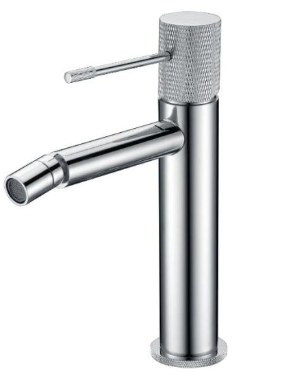 Coppia rubinetti lavabo alto e bidet senza scarico in Cromo Lucido visto dall'alto con scarico e interno visibili...