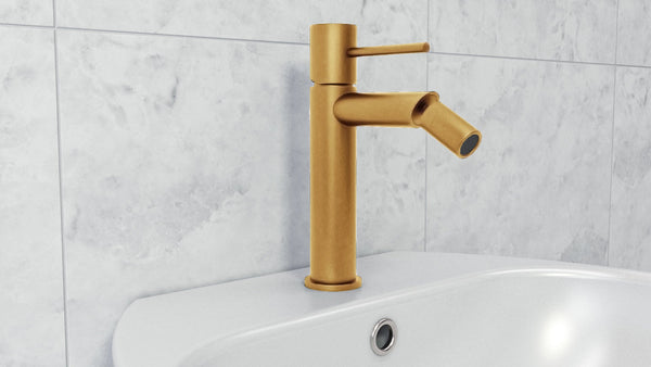 Coppia rubinetti lavabo e bidet senza scarico oro spazzolato Memo