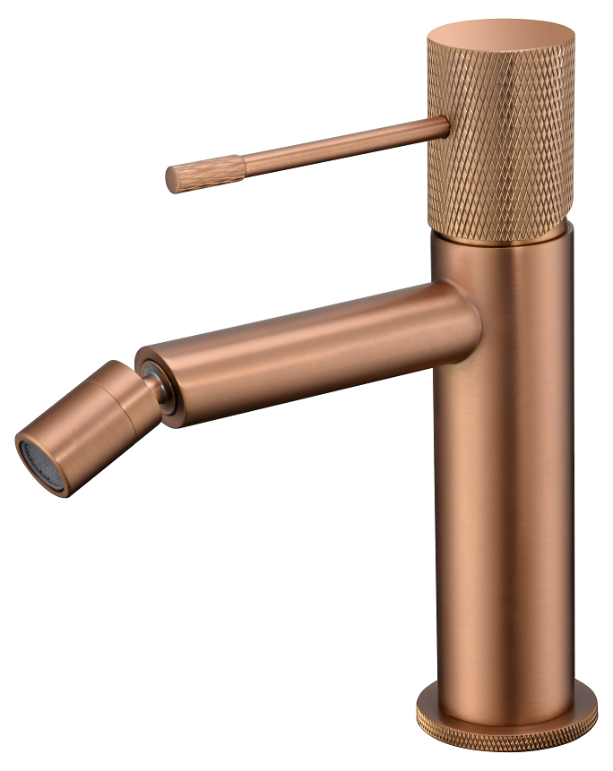 Rubinetto miscelatore bidet senza scarico in ottone oro rosa spazzolato Melin