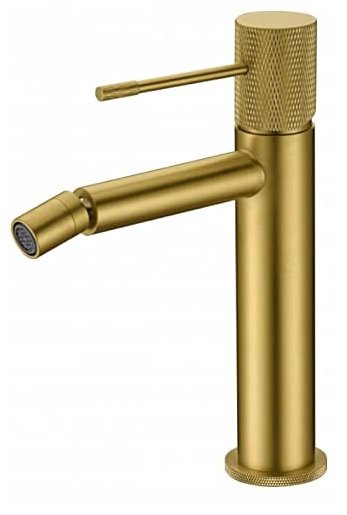 Coppia rubinetti lavabo alto e bidet senza scarico oro spazzolato Melin