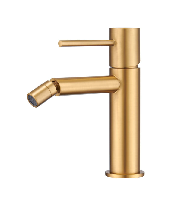 Coppia rubinetti lavabo e bidet senza scarico oro spazzolato Memo