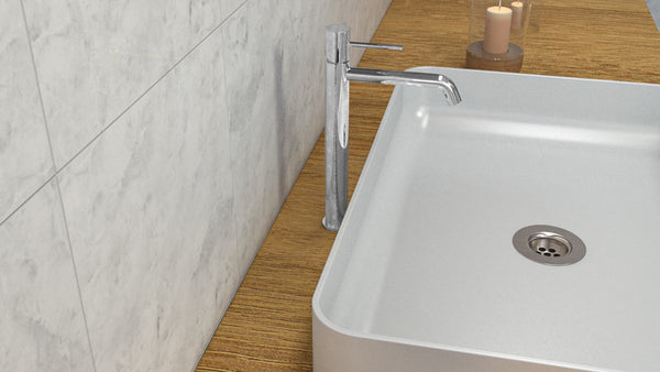 Rubinetto miscelatore alto per lavabo monocomando senza scarico in ottone cromato Memo