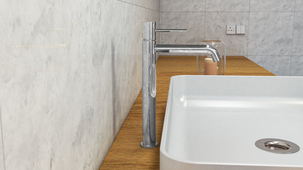 Rubinetto miscelatore alto per lavabo monocomando senza scarico in ottone cromato Memo
